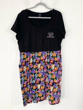 Torrid Disney Alice In Wonderland Wildflower Floral And Black Dress Plus Sz 2X